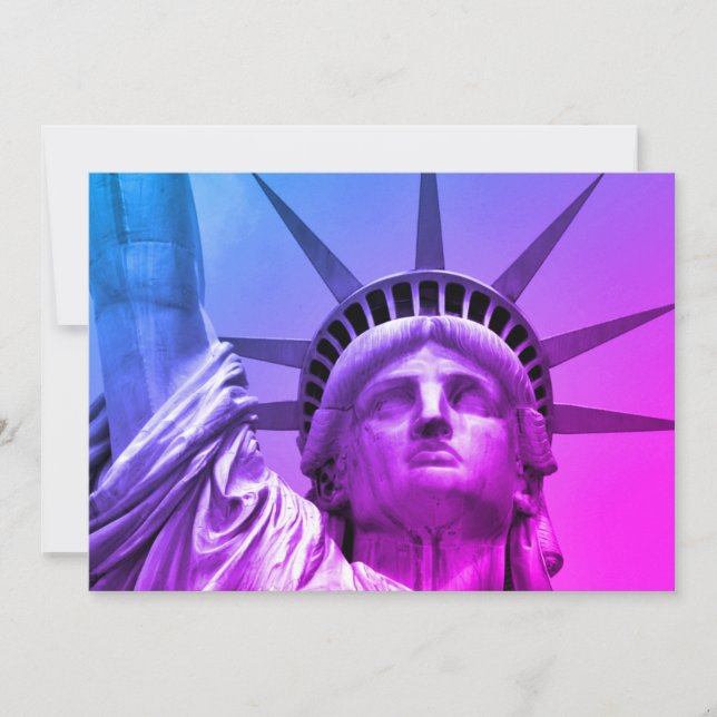 Tarjeta Estatua de arte pop azul púrpura en Nueva York (Anverso)