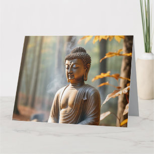 Tarjeta Estatua de Buda Serena Vibraciones Zen Armonía Jar