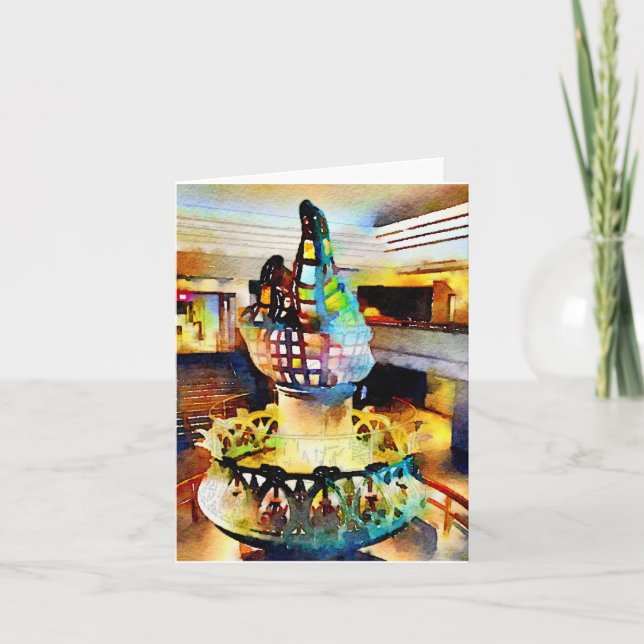 Tarjeta Estatua de la acuarela de la antorcha de la (Anverso)