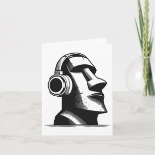 Tarjeta Estatua de la Isla de Pascua Moai audífonos Lover