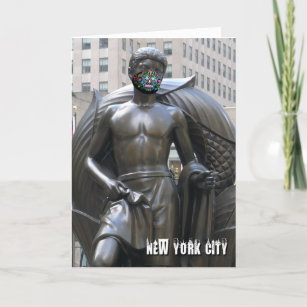 Tarjeta Estatua de la juventud con máscara facial de calve