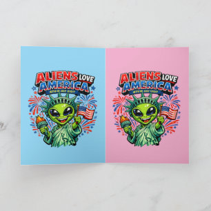 Tarjeta Estatua de la Libertad Alien 4 de Julio