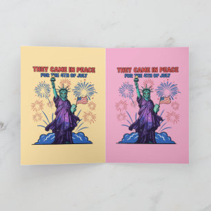 Tarjeta Estatua de la Libertad alienígena 4 de julio