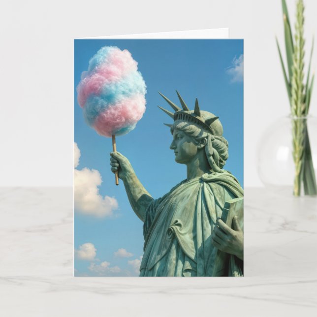 Tarjeta Estatua de la Libertad de cumpleaños con algodón d (Anverso)