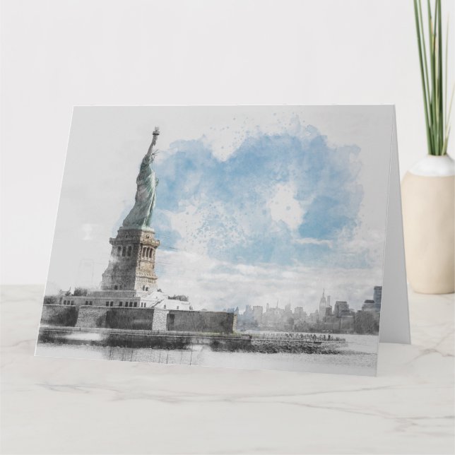 Tarjeta Estatua de la Libertad en Nyc de Manhattan (Anverso)