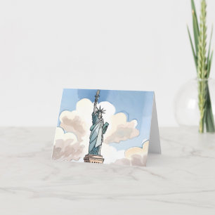 Tarjeta Estatua de la Libertad   Monumento acuarela
