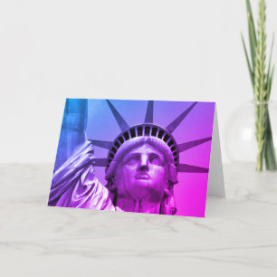 Tarjeta Estatua de la Libertad Pop Art Azul Púrpura Nueva 