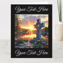 Tarjeta Estatua de la Santa Cruz inspiradora en el Lago Es