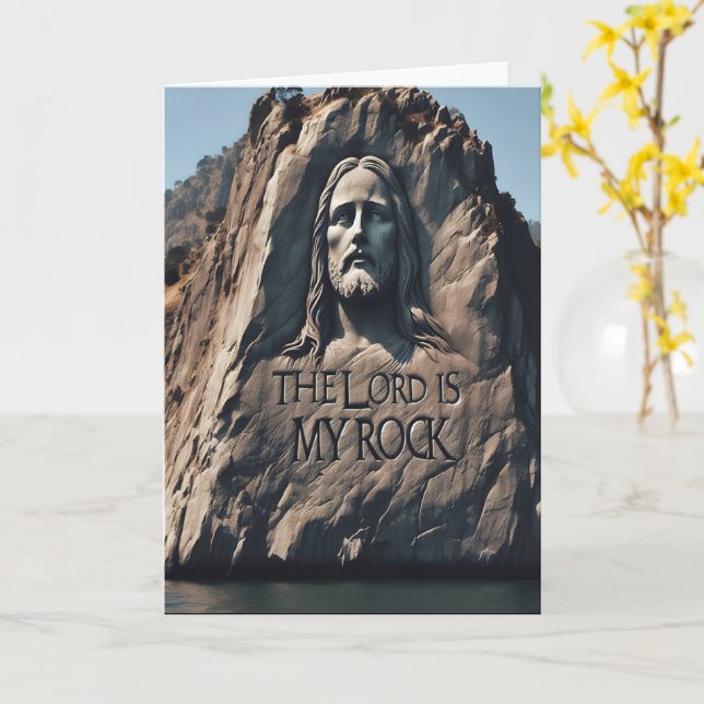 Tarjeta Estatua divina: El Señor es mi Rock (flor amarilla)