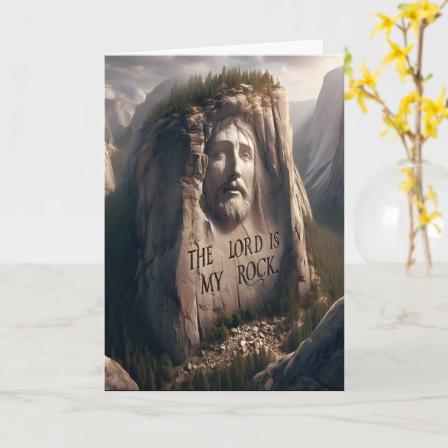 Tarjeta Estatua divina: El Señor es mi Rock (flor amarilla)