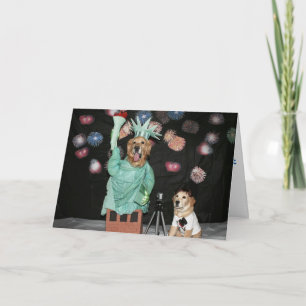 Tarjeta Estatua dorada de la libertad para el 4 de julio