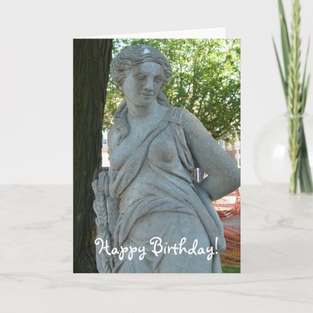 Tarjeta Estatua en el parque, ¡Feliz cumpleaños! (Anverso)