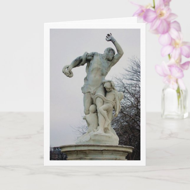 Tarjeta Estatua En La Avenida De Los Campos Elíseos, París (Orquídea)