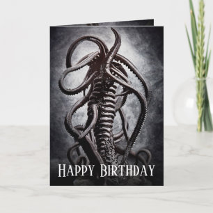 Tarjeta Estatua espeluznante de una antigua entidad extran