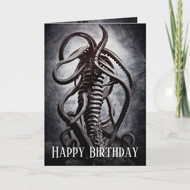 Tarjeta Estatua espeluznante de una antigua entidad extran (Anverso)