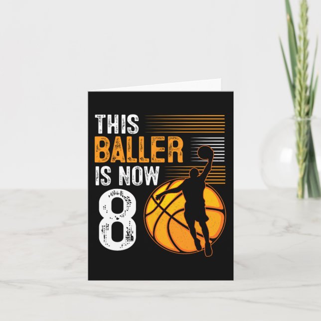 Tarjeta Este Baloncestista Cumple 8 Años Baloncesto Cumple (Anverso)
