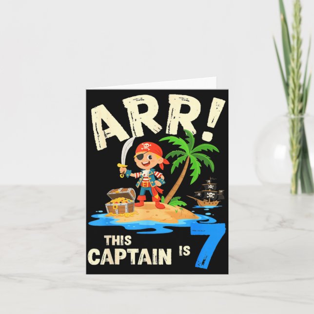 Tarjeta Este capitán es 7 arr pirata cumpleaños 7º cumple (Anverso)