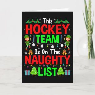 Tarjeta Este equipo de hockey en la lista traviesa regalos