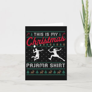 Tarjeta Este Es Mi Navidad Pajama Badminton Suéter Feo