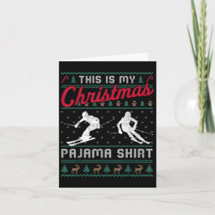 Tarjeta Este Es Mi Navidad Pajama Esquiando Suéter Fu