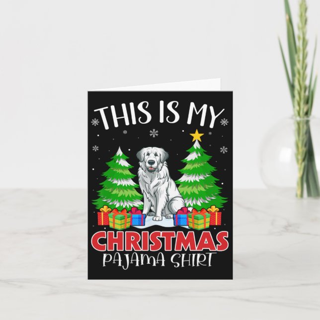 Tarjeta Este Es Mi Navidad Pajama Great Pyrenees Dog Xma (Anverso)
