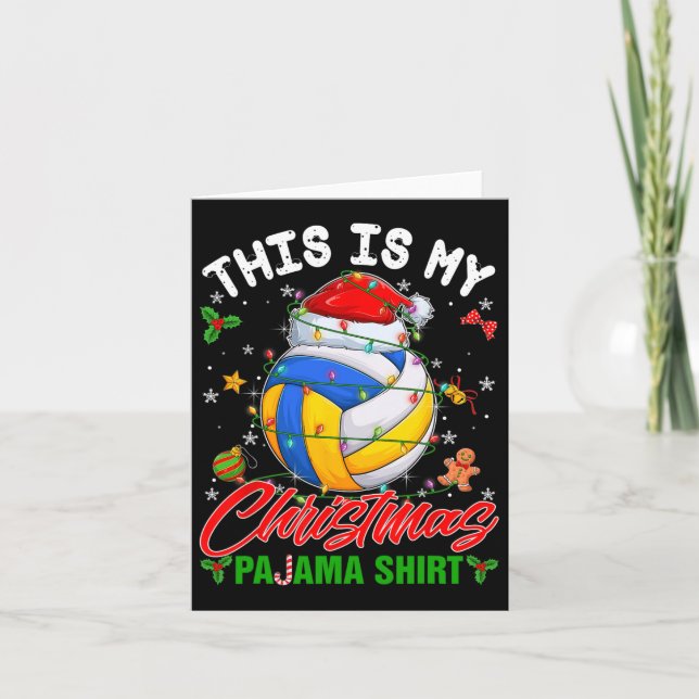 Tarjeta Este Es Mi Navidad Pajama Voleibol Santa Hat X (Anverso)