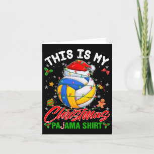Tarjeta Este Es Mi Navidad Pajama Voleibol Santa Hat X