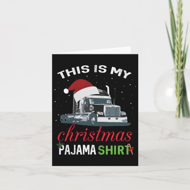 Tarjeta Este es mi regalo de Navidad pijama camionero rega (Anverso)