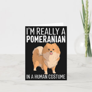 Tarjeta Este es un disfraz humano un perro pomerania Hallo