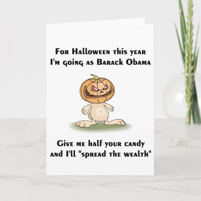 Tarjeta Este Halloween voy como Barack Obama (Anverso)