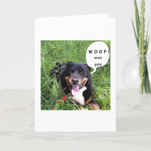 TARJETA ESTE PERRO HABLADOR DICE GUAU - TE QUIERO-ANIVERSA