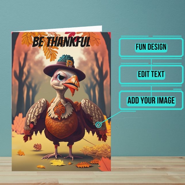 Tarjeta Estén agradecidos de que no seas un divertido día  (Share your gratitude this year with a Thanksgiving greeting card using a fun and funny design.)