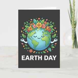 Tarjeta Estética floral del Día de la Tierra, planeta lind