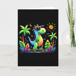 Tarjeta Estética Kidcore Dinosaurio Skateboarding Doodle A