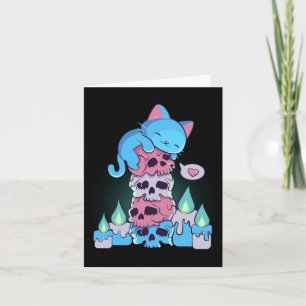 Tarjeta Estética Transgénero Kawaii Cat En Calaveras Sutil