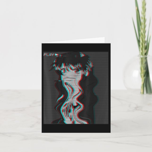 Tarjeta Estética Vaporwave Chica Triste de Anime Retro Ebo (Anverso)