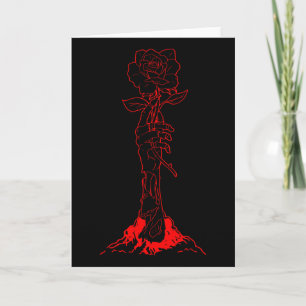 Tarjeta Estética Zombiecore Mano de Zombie Rosa Roja Esque