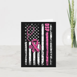 Tarjeta Estetoscopio Cáncer de Seno Cinta Rosa Bandera de