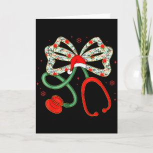 Tarjeta Estetoscopio Navidad Enfermera Trabajadora Sanitar