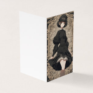 Tarjeta Estilo Anime Retro LBD Blanc Pequeño Vestido Negro
