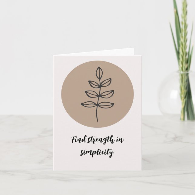 Tarjeta Estilo Boho Elegante Dibujo de Línea Floral con Ci (Anverso)
