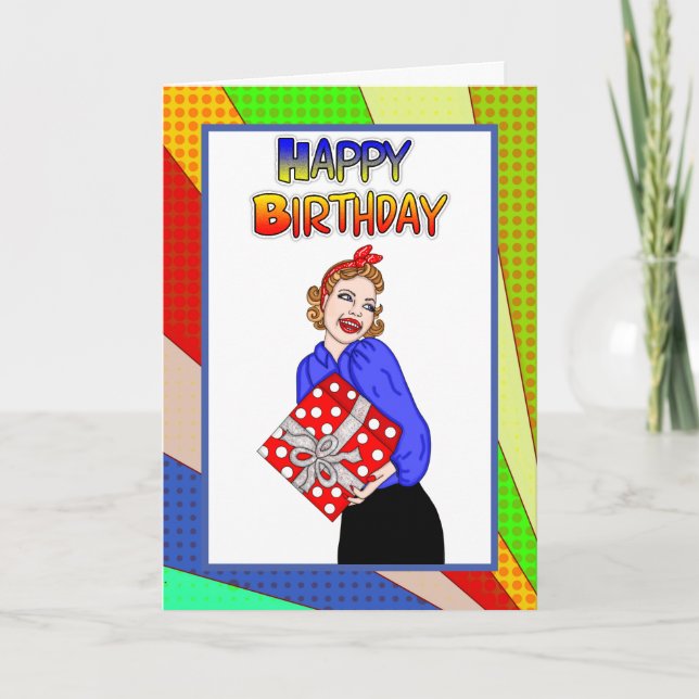 Tarjeta Estilo de arte pop retro Cumpleaños (Anverso)