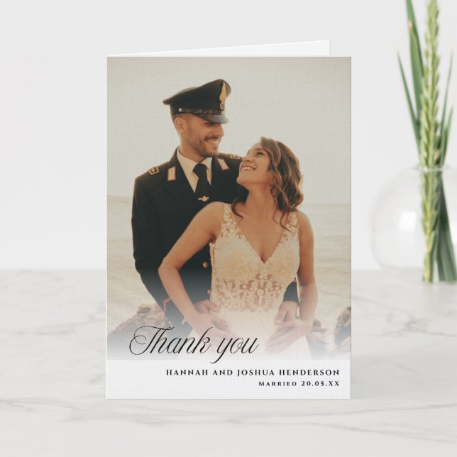 Tarjeta Estilo de boda en blanco agradecimiento (Anverso)