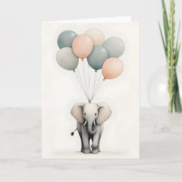 Tarjeta Estilo de elefante minimalista boho con globos en 