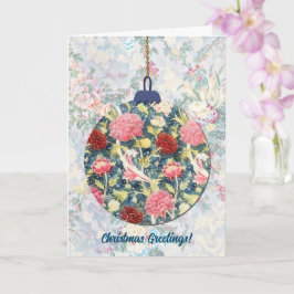 Tarjeta Estilo de época azul Floral Navidad Ornamento arte