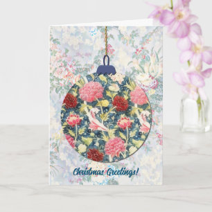 Tarjeta Estilo de época azul Floral Navidad Ornamento arte