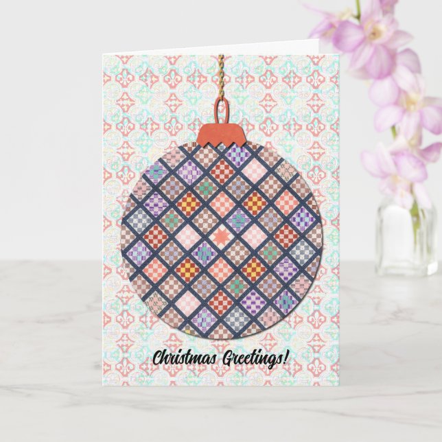 Tarjeta Estilo de época Quilt Diseño de Navidad Ornamento  (Orquídea)