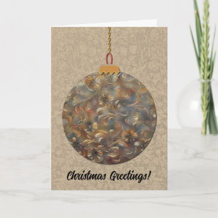 Tarjeta Estilo de la Vintage Floral Oro Nochebuena Ornamen