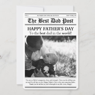 Tarjeta Estilo de periódico antiguo Día del Padre Redondea