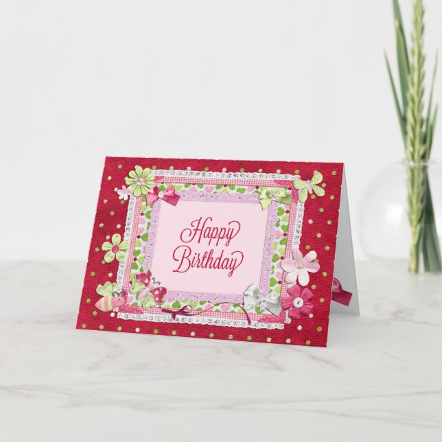 Tarjeta Estilo de reserva de recortes de cumpleaños feliz (Anverso)